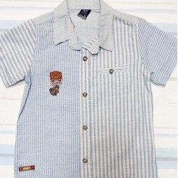 Детска риза за момче в синьо и бежово райе Детска риза за момче в синьо и бежово райе
