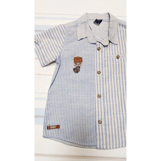 Детска риза за момче в синьо и бежово райе