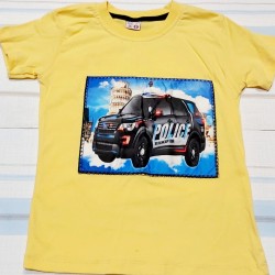 Детска светеща музикална тениска с полицейска кола Детска светеща музикална тениска с полицейска кола