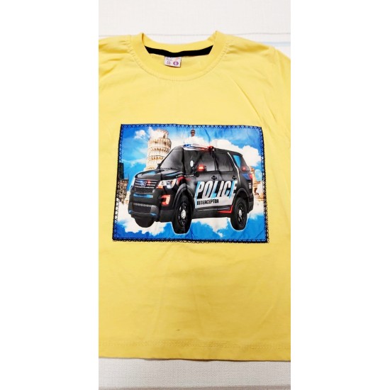 Детска светеща музикална тениска с полицейска кола