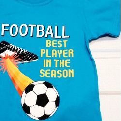 Детска синя тениска с футболна топка