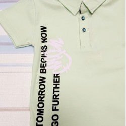 Детска тениска с яка в светло зелено Детска тениска с яка в светло зелено