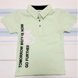 Детска тениска с яка в светло зелено Детска тениска с яка в светло зелено