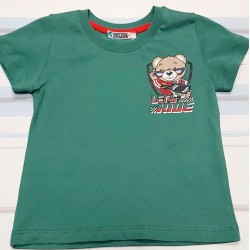 Детска зелена тениска с мече и интересен гръб