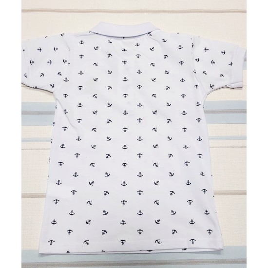 Детска бяла тенис блуза на котви с яка Детска бяла тенис блуза на котви с яка