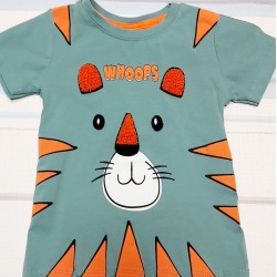 Детска зелена тениска с тигър