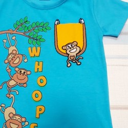 Детска синя тениска с маймунки