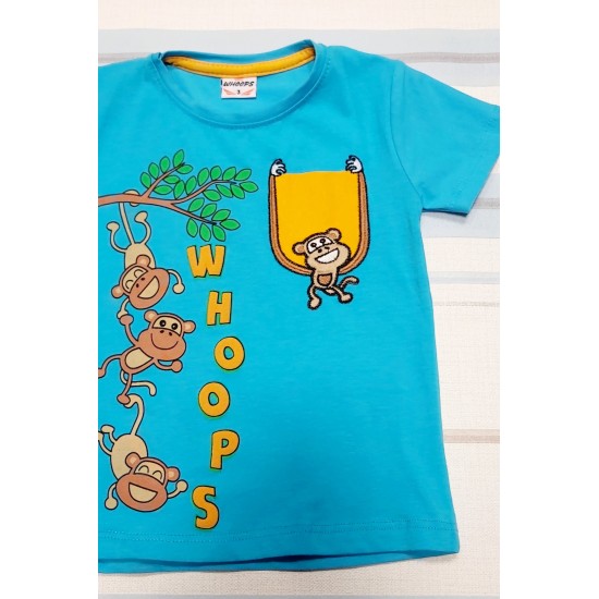Детска синя тениска с маймунки Детска синя тениска с маймунки