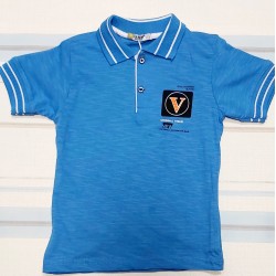 Детска синя тениска с яка