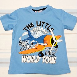 Детска синя тениска със самолет