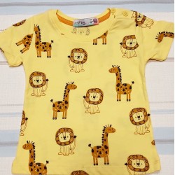 Детска тениска в жълто с лъвове и жирафи