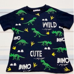 Тъмносиня детска тениска с динозаври Тъмносиня детска тениска с динозаври