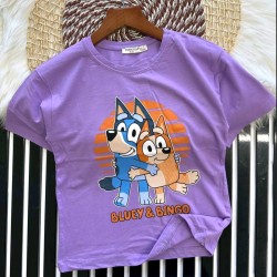Детска лятна тениска в лилаво с Блуи и Бинго