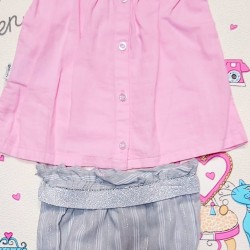 Бебешки комплект в розово и сребристо с гащички Бебешки комплект в розово и сребристо с гащички