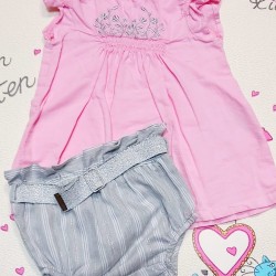 Бебешки комплект в розово и сребристо с гащички