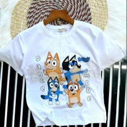 Детска лятна тениска в бяло с Блуи и Бинго