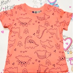 Детска тениска в корал с динозаври Детска тениска в корал с динозаври