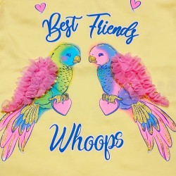 Детска тениска в жълто с 3Д Папагали