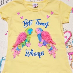 Детска тениска в жълто с 3Д Папагали Детска тениска в жълто с 3Д Папагали