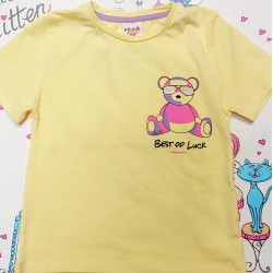 Детска жълта тениска с 3Д крилца  Мечето