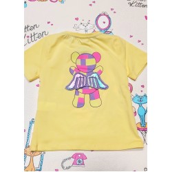 Детска жълта тениска с 3Д крилца  Мечето