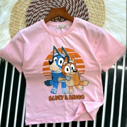 Детска лятна тениска  в розово с Блуи и Бинго