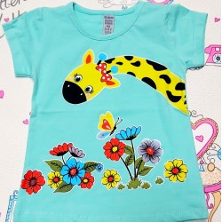 Детска тениска в зелено с жираф Детска тениска в зелено с жираф
