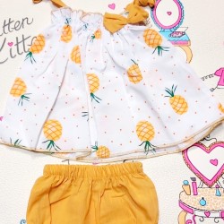 Бебешки комплект с гащички и лента за коса Pineapple Бебешки комплект с гащички и лента за коса Pineapple