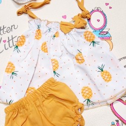 Бебешки комплект с гащички и лента за коса Pineapple Бебешки комплект с гащички и лента за коса Pineapple