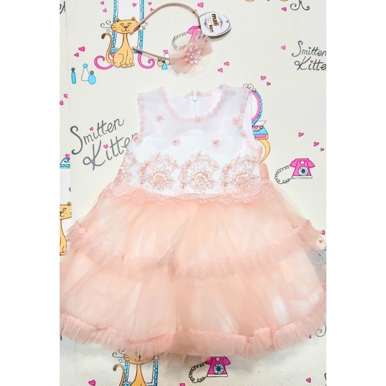 Официална детска рокля с тюл и диадема