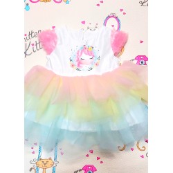 Бебешка рокля с разноцветен тюл  Еднорог