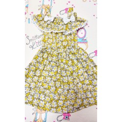 Лятна детска рокля в жълто с голи рамене Лятна детска рокля в жълто с голи рамене