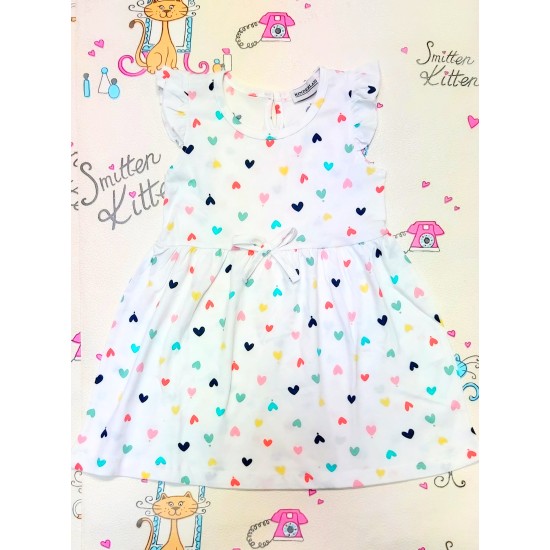 Детска рокля на разноцветни сърца