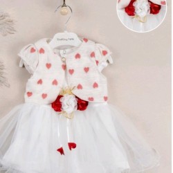 Бяла детска рокля с елек на сърца Бяла детска рокля с елек на сърца