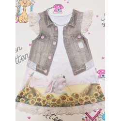 Бебешка рокля в бежово  Слънчогледи