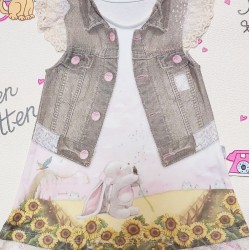 Бебешка рокля в бежово Слънчогледи Бебешка рокля в бежово Слънчогледи