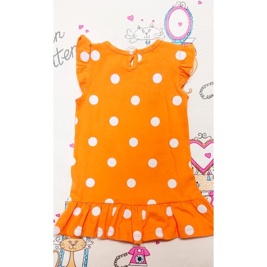 Оранжева детска рокля на точки ,,Бамби Оранжева детска рокля на точки ,,Бамби