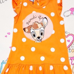 Оранжева детска рокля на точки  Бамби