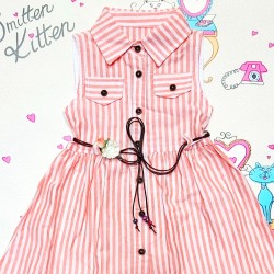 Детска рокля с якичка и колан Детска рокля с якичка и колан