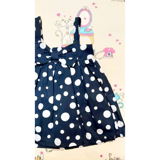 Детска рокля в тъмносиньо на бели точки Детска рокля в тъмносиньо на бели точки
