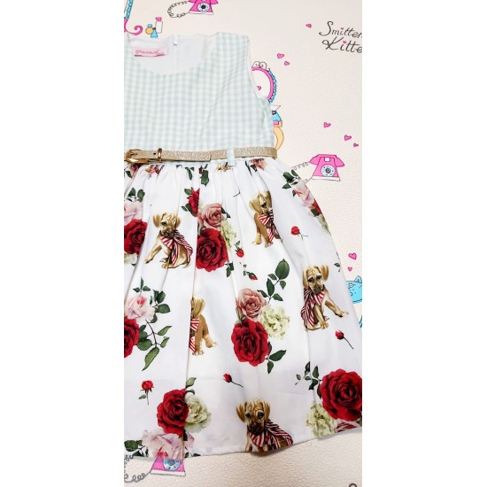 Детска рокля Кучета и рози Детска рокля Кучета и рози