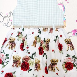 Детска рокля Кучета и рози Детска рокля Кучета и рози