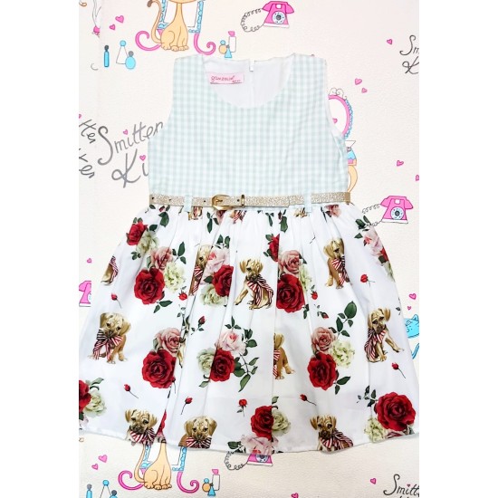 Детска рокля Кучета и рози Детска рокля Кучета и рози
