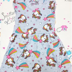Сива детска рокля с Еднорози и дъги