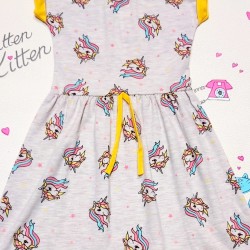 Детска рокля в бежово с Еднорози Детска рокля в бежово с Еднорози