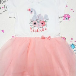 Детска рокля с тюл Лебед Детска рокля с тюл Лебед