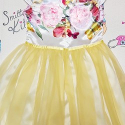 Официална детска рокля с жълт тюл и цветя Елизабет Официална детска рокля с жълт тюл и цветя Елизабет