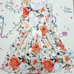 Детска рокля без ръкав на цветя с бяло болеро