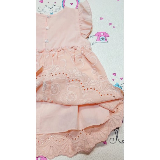 Детска рокля в цвят праскова  Лара