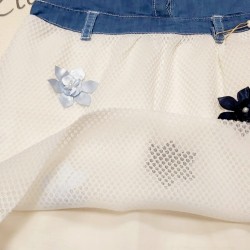 Детска рокля с деним и цветя  Елина